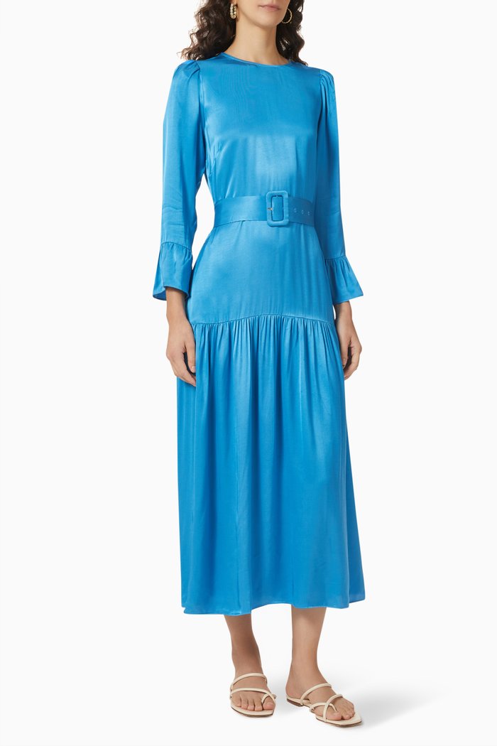 

Luna Belted Midi Dress in Ecovero-viscose, Blue