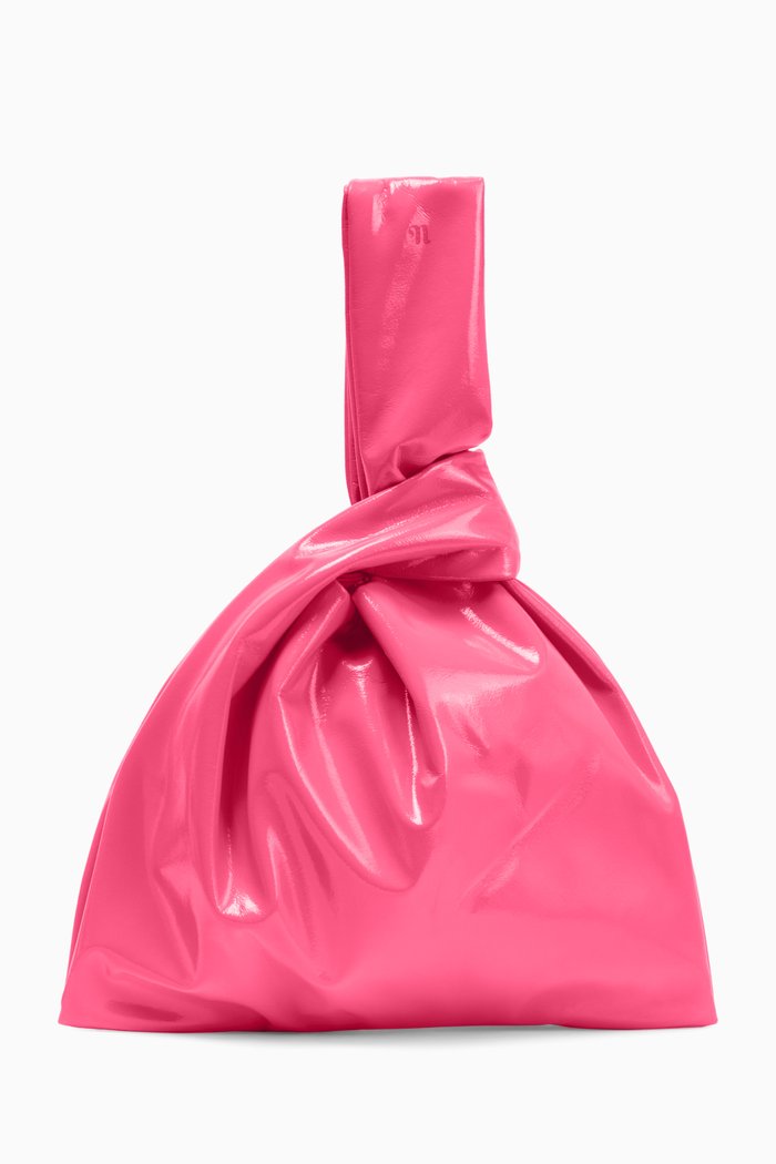 

Jen Clutch Bag in Patent Vegan Leather, Pink