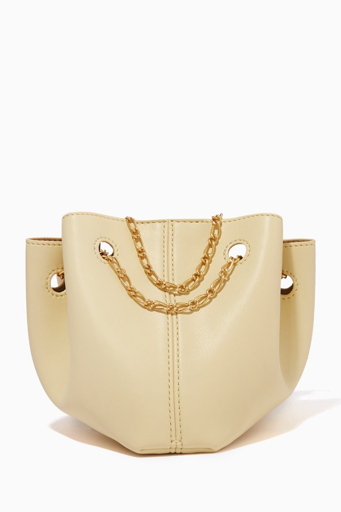 

The Gather Micro Bucket Bag in Vegan Leather, White