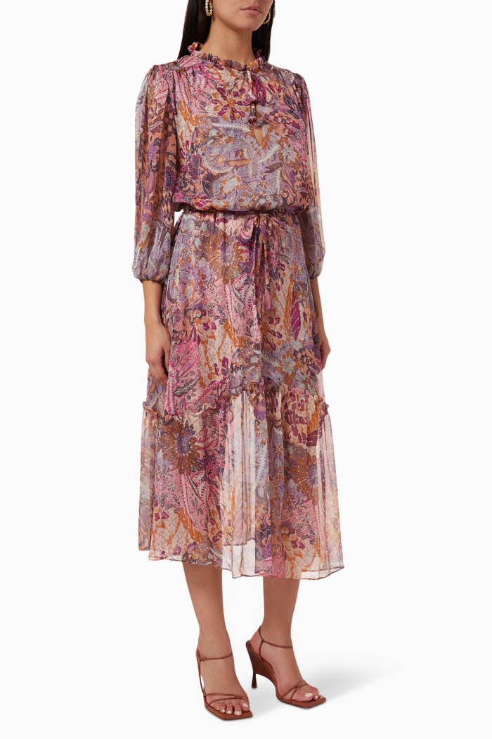 

Olivia Midi Dress in Chiffon, Purple