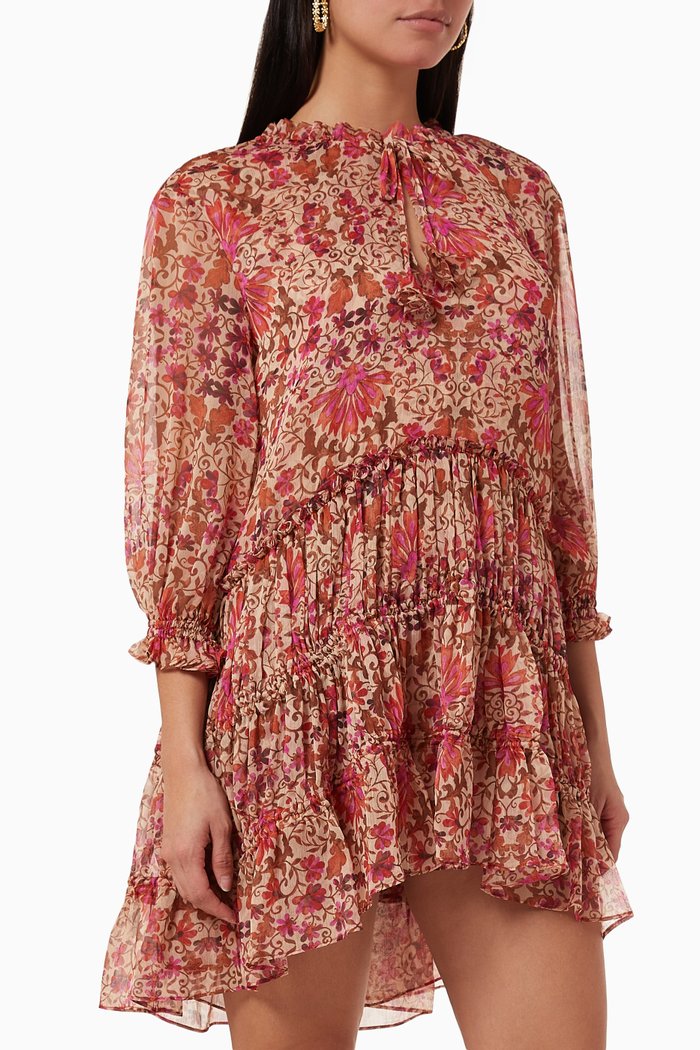 

Ilanit Mini Dress in Chiffon, Red