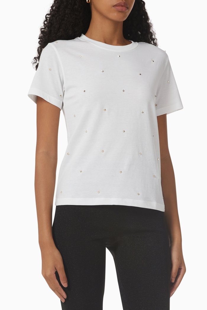 

Valentino Rockstud Spike T-shirt in Cotton Jersey, White