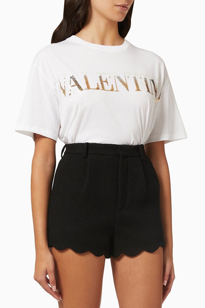

Sequin Logo T-shirt in Cotton Jersey, White