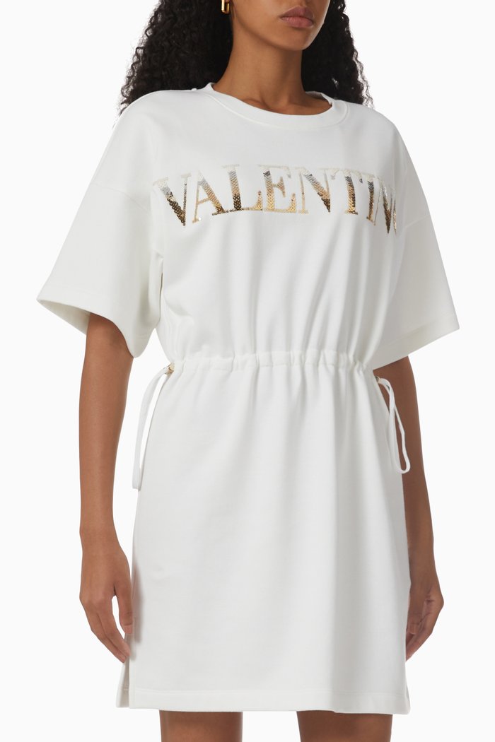 

Valentino Embroidered T-shirt Dress in Jersey, White