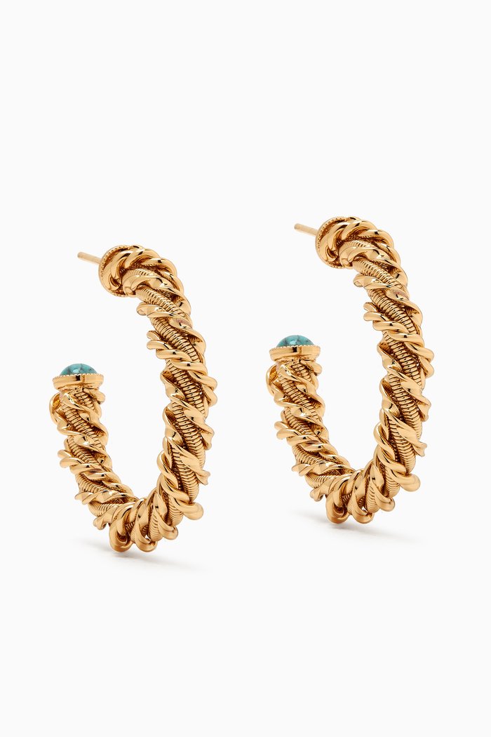 

Bonnie Cabochons Hoop Earrings in 24kt Gold-plated Metal, Blue
