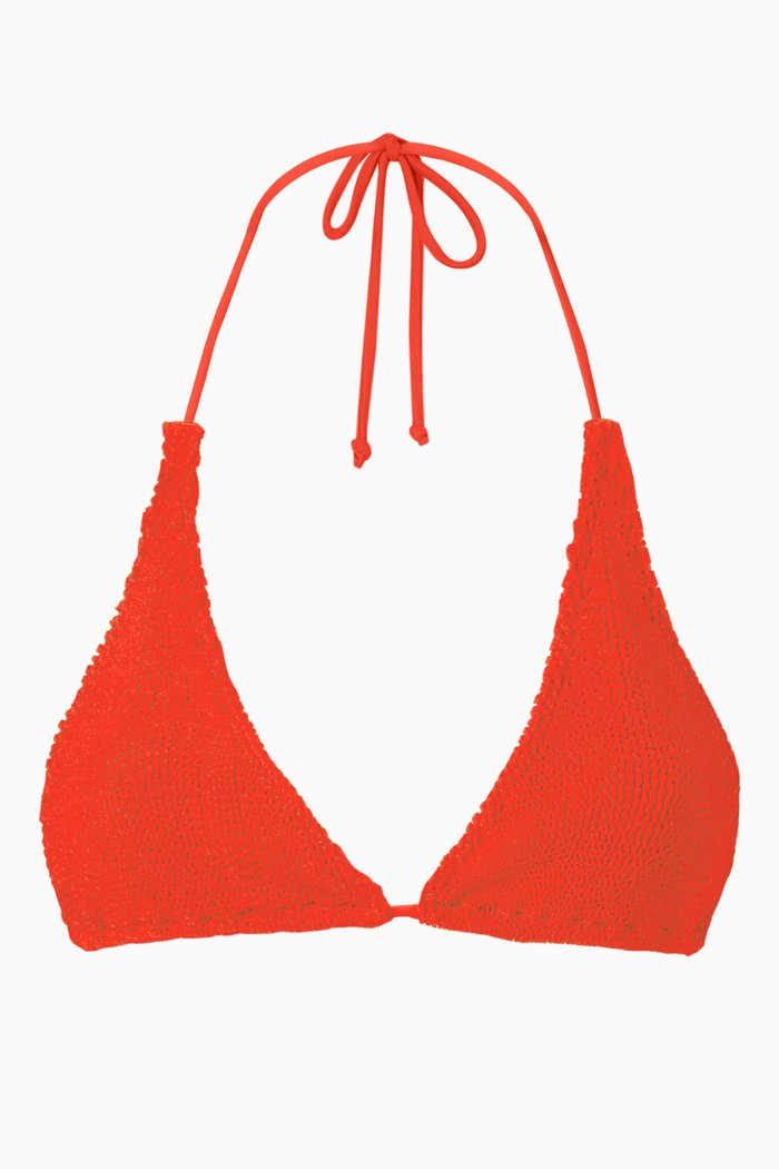 

Sofie Eco Triangle Bikini Top in Regenerated Nylon, Orange