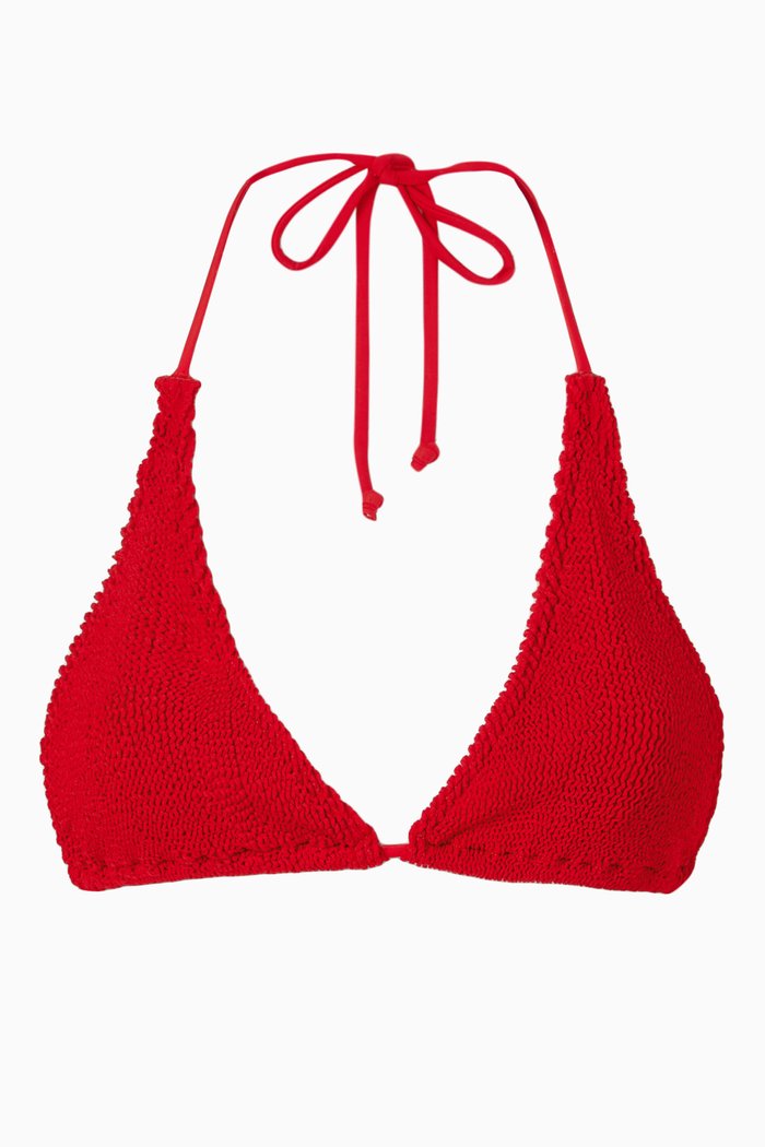 

Sofie Eco Triangle Bikini Top in Regenerated Nylon, Red