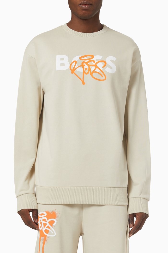 

Graffiti Logo Sweatshirt in Cotton, Neutral