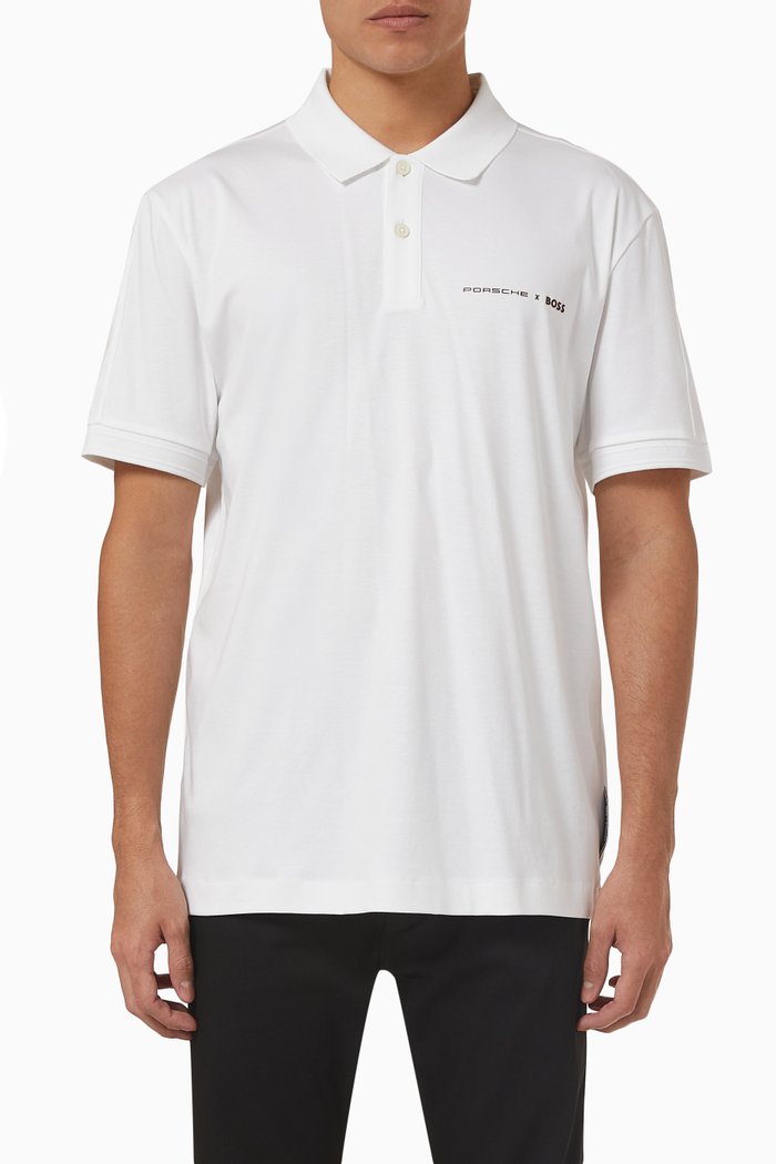 

Slim Fit Polo Shirt in Cotton, White
