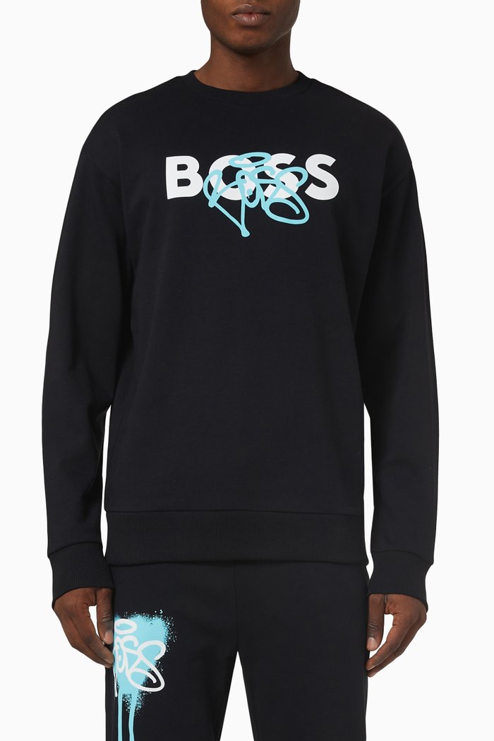 

Graffiti Logo Sweatshirt in Cotton, Black