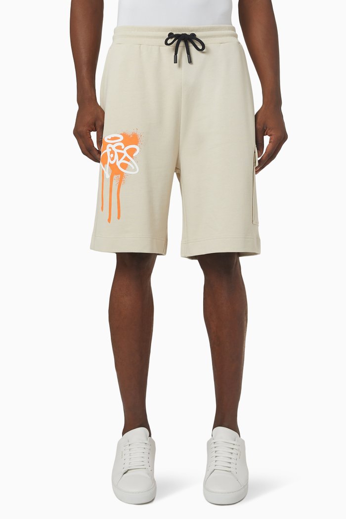 

Grafitti Logo Shorts in Cotton Terry, Neutral