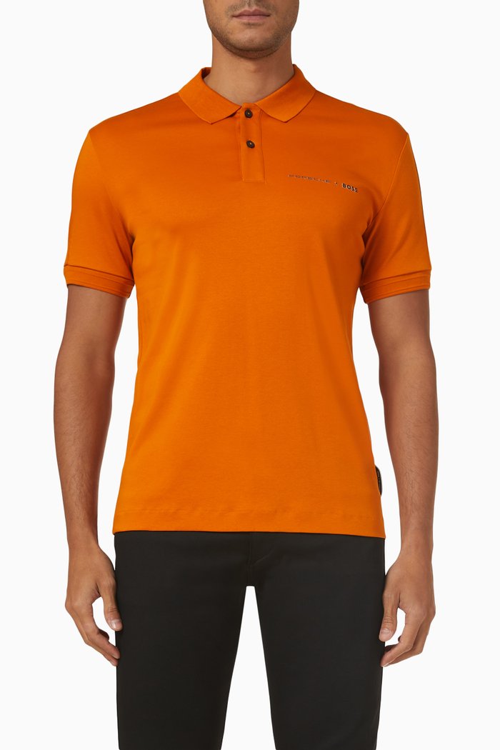

Slim Fit Polo Shirt in Cotton, Orange