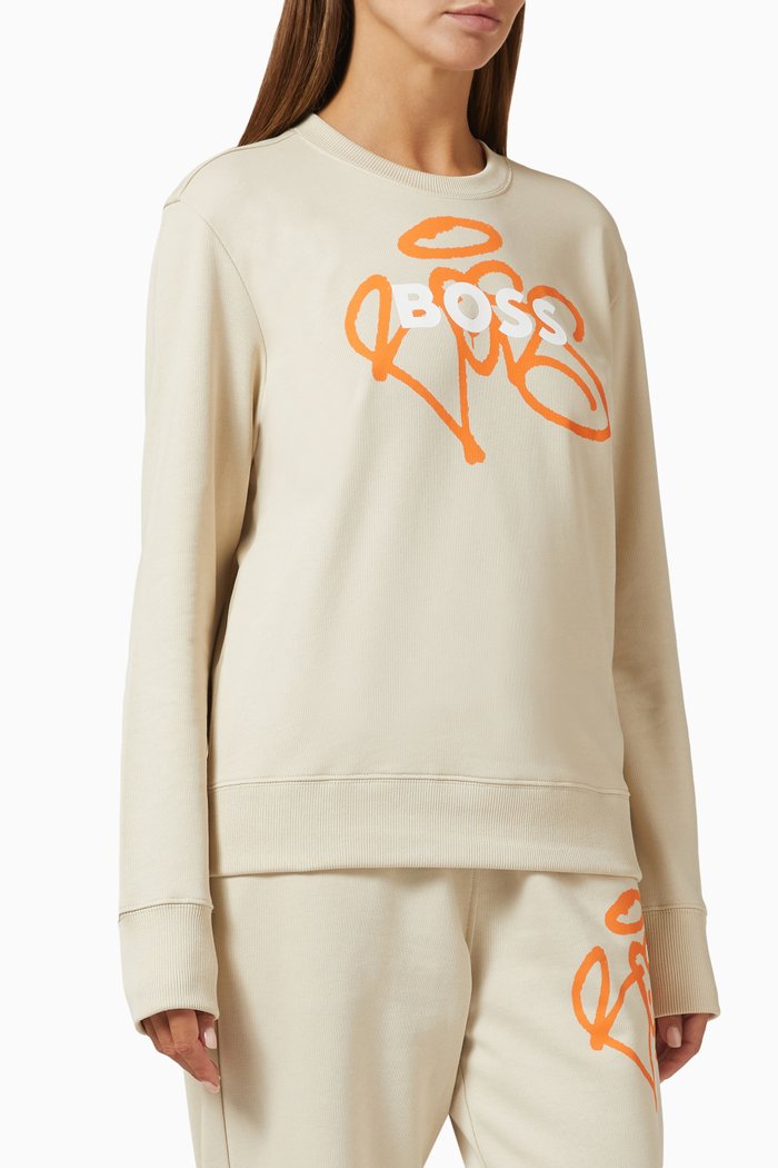 

Graffiti Logo Sweatshirt in Cotton, Neutral