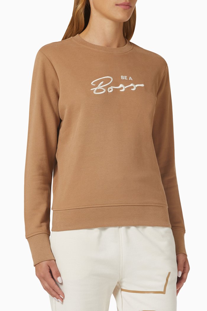 

Embroidered Logo Sweatshirt in Cotton, Neutral