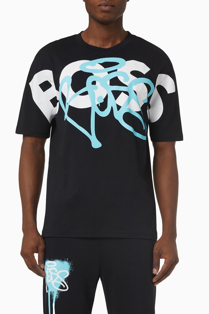 

Graffiti Logo T-shirt in Cotton Jersey, Black