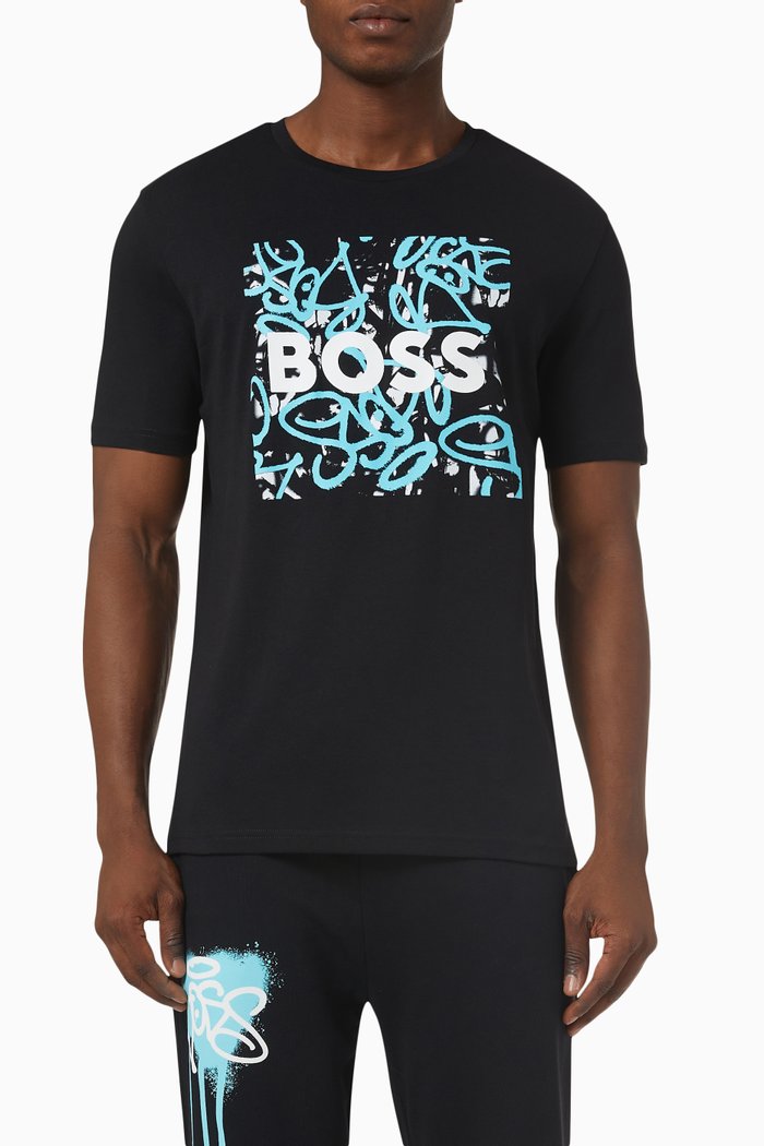 

Graffiti Logo T-shirt in Cotton Jersey, Black