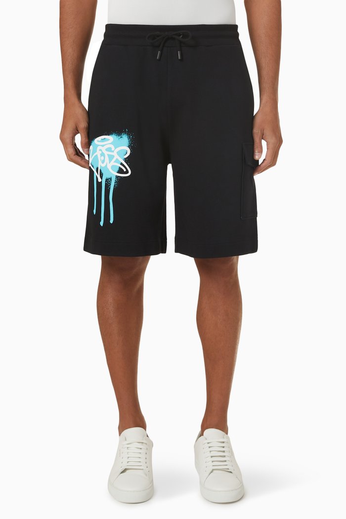 

Printed Shorts in Cotton-terry, Black