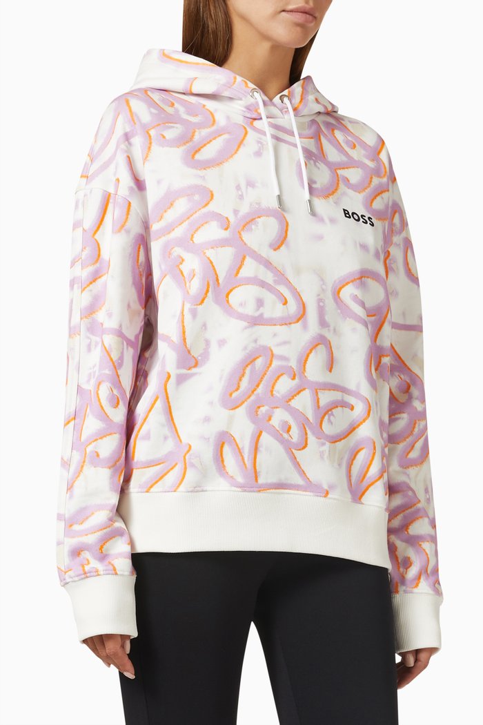 

Graffiti Logo-print Hoodie in Cotton, Pink