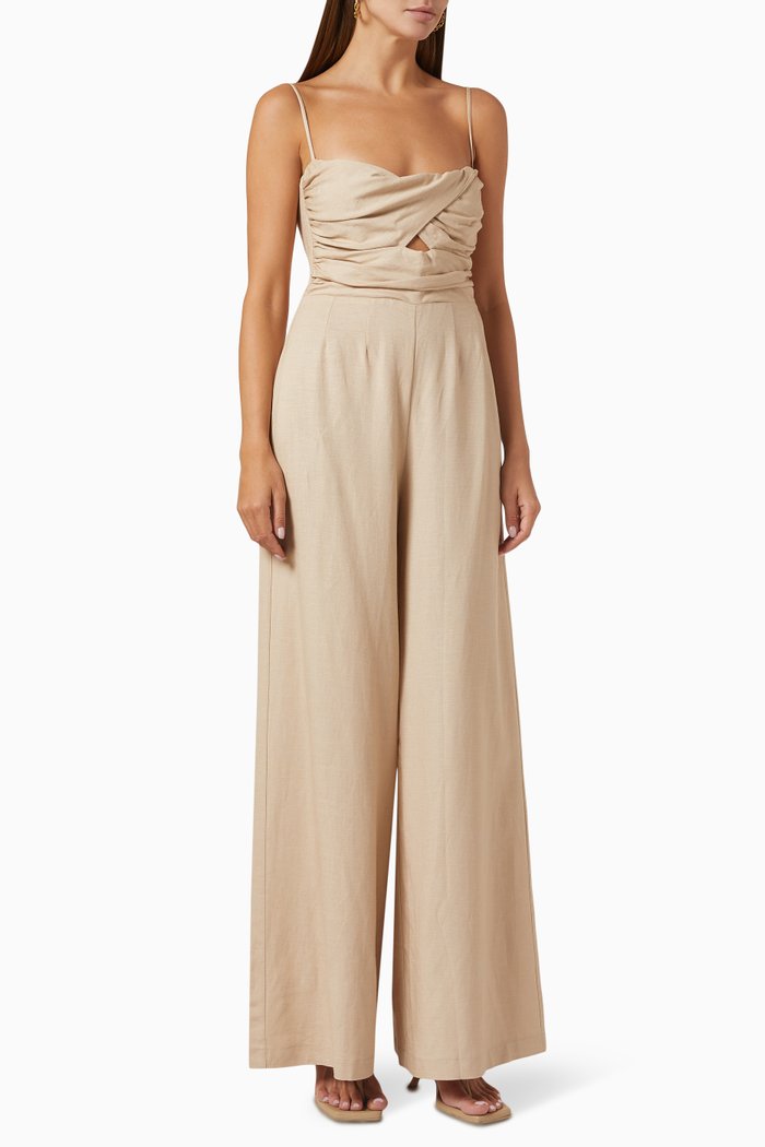 

Mecca Cut-out Jumpsuit in Linen, Neutral