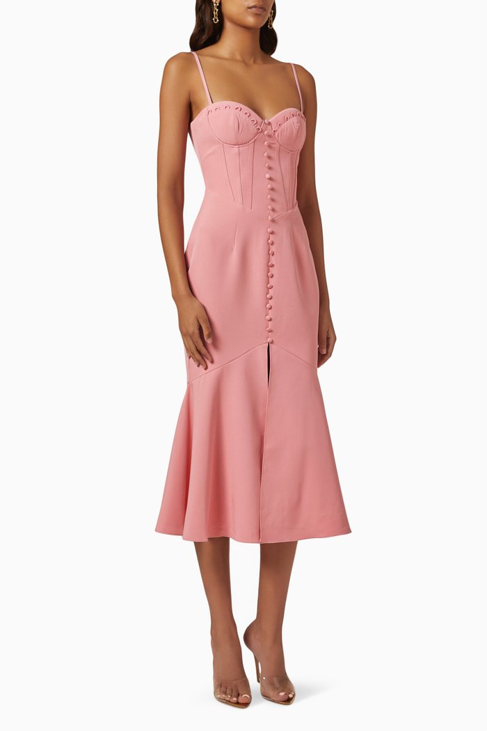 

Rouleau Fishtail Midi Dress, Pink