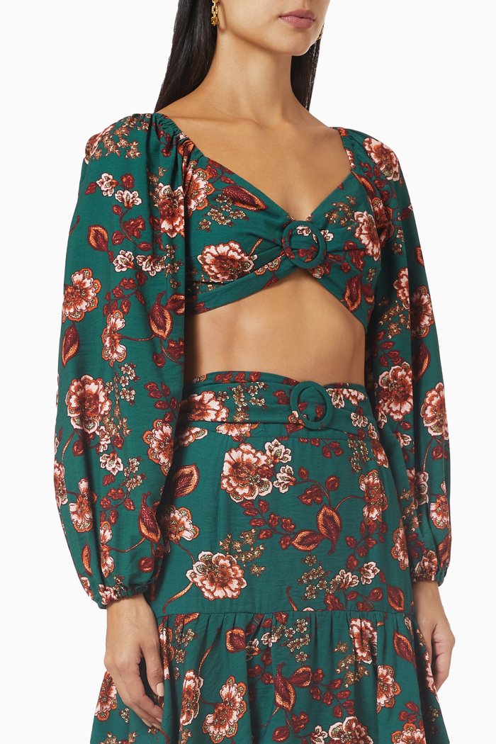

Olivia Cut-out Crop Blouse, Green