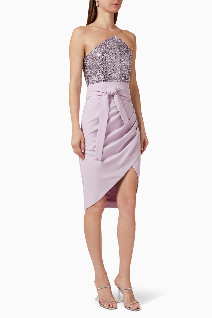 

Embellished Curved Bandeau Midi Dress, Purple