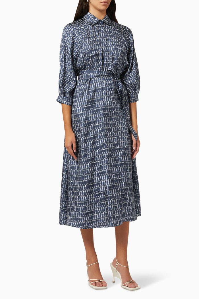 

Timoteo Shirt Dress in Silk, Blue