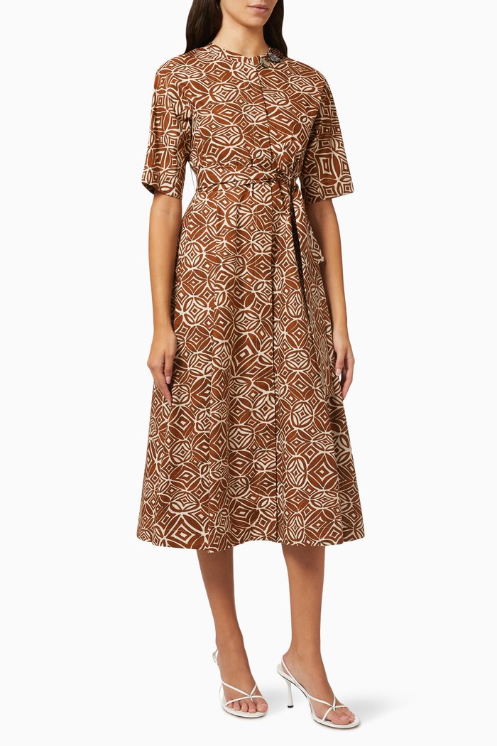 

Dorico Midi Dress in Cotton, Brown
