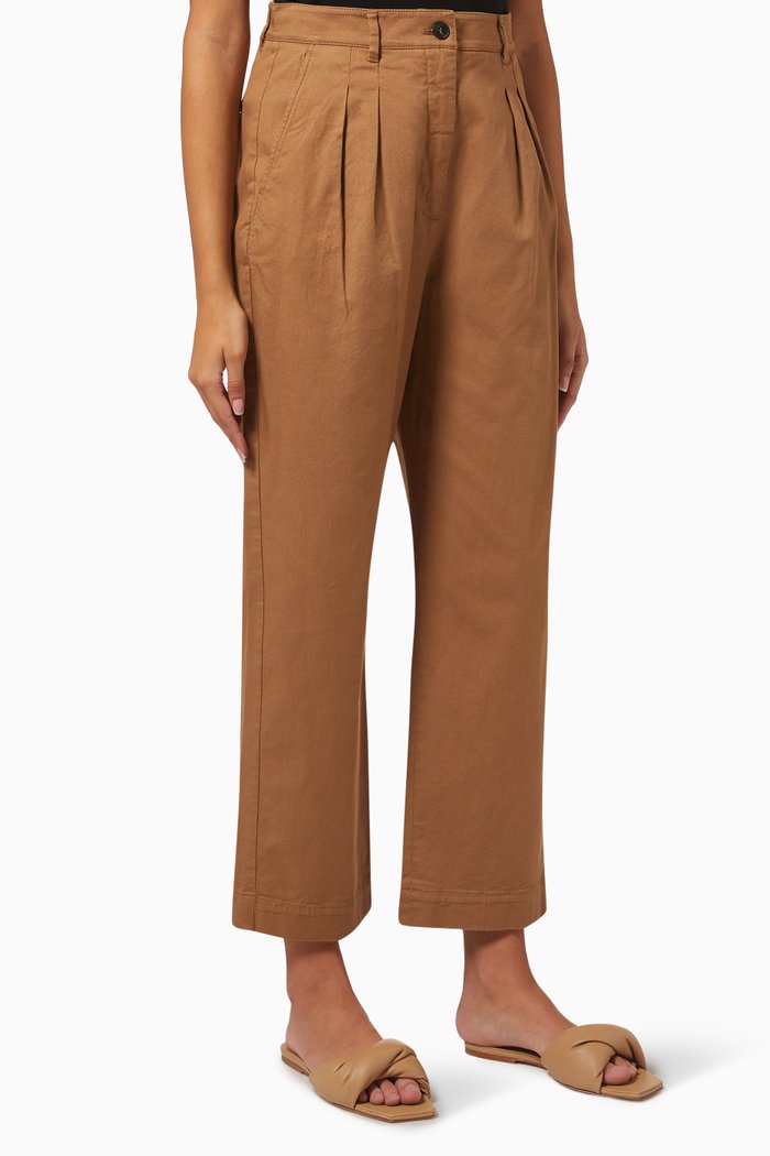 

Atlanta Mid-rise Pants in Cotton, Brown