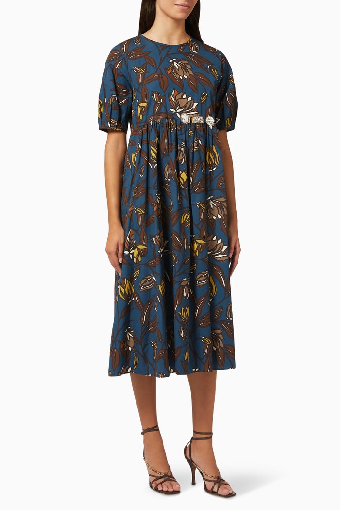 

Fatoflo Midi Dress in Cotton, Blue
