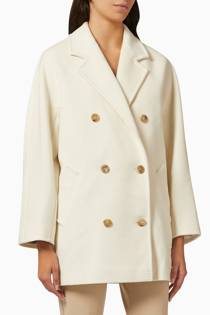 Guinea Pea Coat in Wool Blend, White