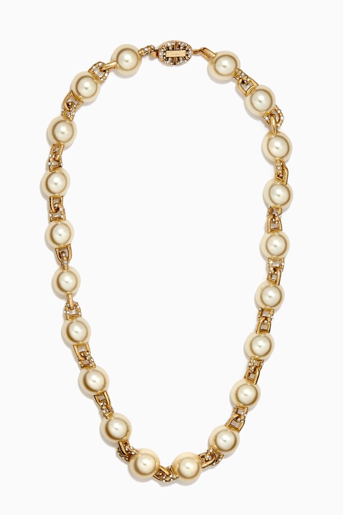 

Albore Pearl & Crystal Necklace, Gold