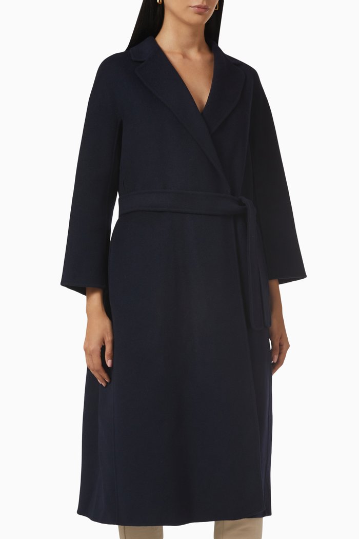 

Esturia Wrap Coat in Wool, Blue