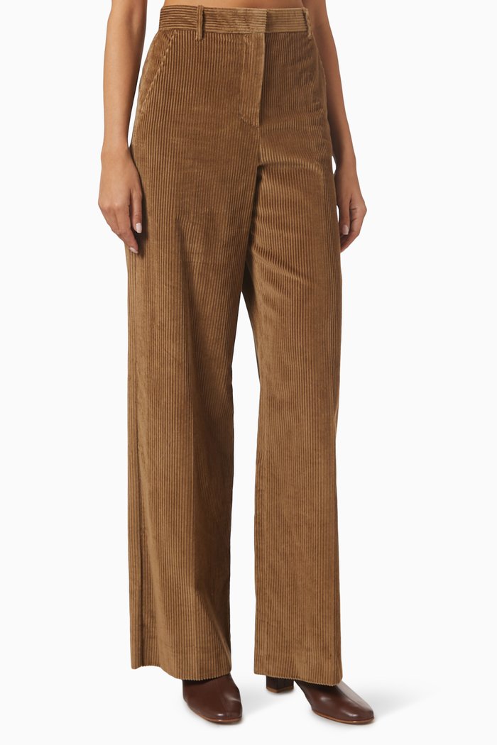 

Lusso Wide-leg Pants in Cotton, Brown