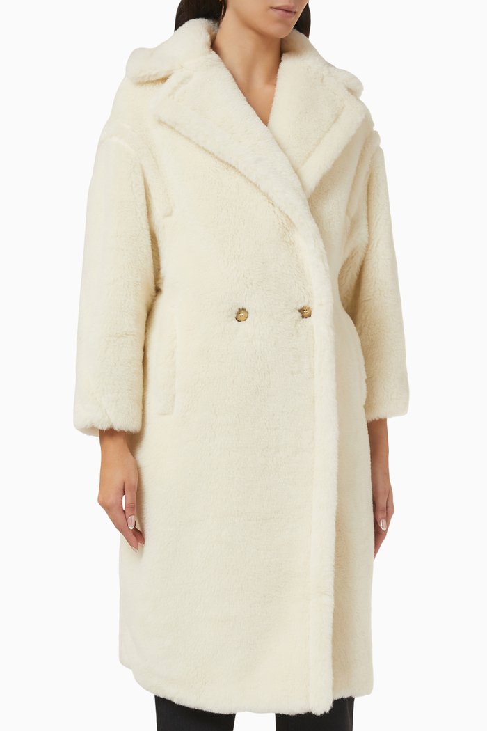 

Teddy Bear Icon Coat in Wool-blend, White