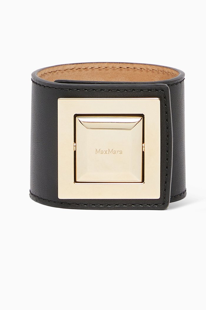 

Hull Wide Bracelet in Leather, Black