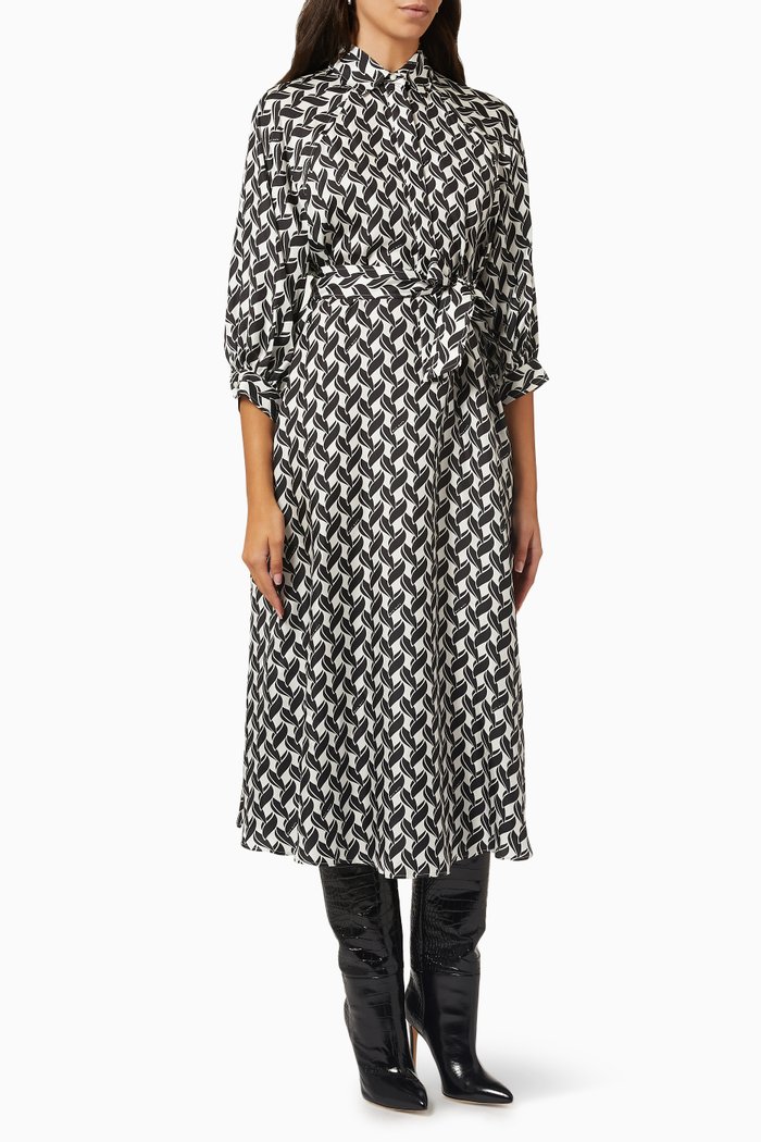 Orario Shirt Dress in Silk, White