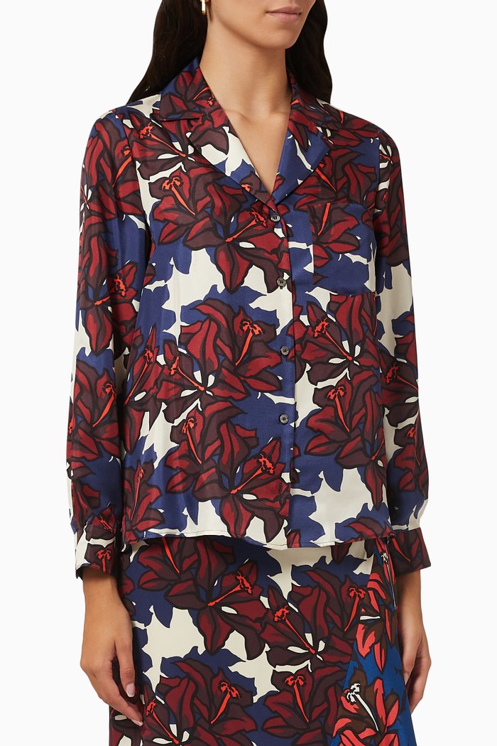 

Gardone Straight-fit Shirt in Printed Silk Twill, White