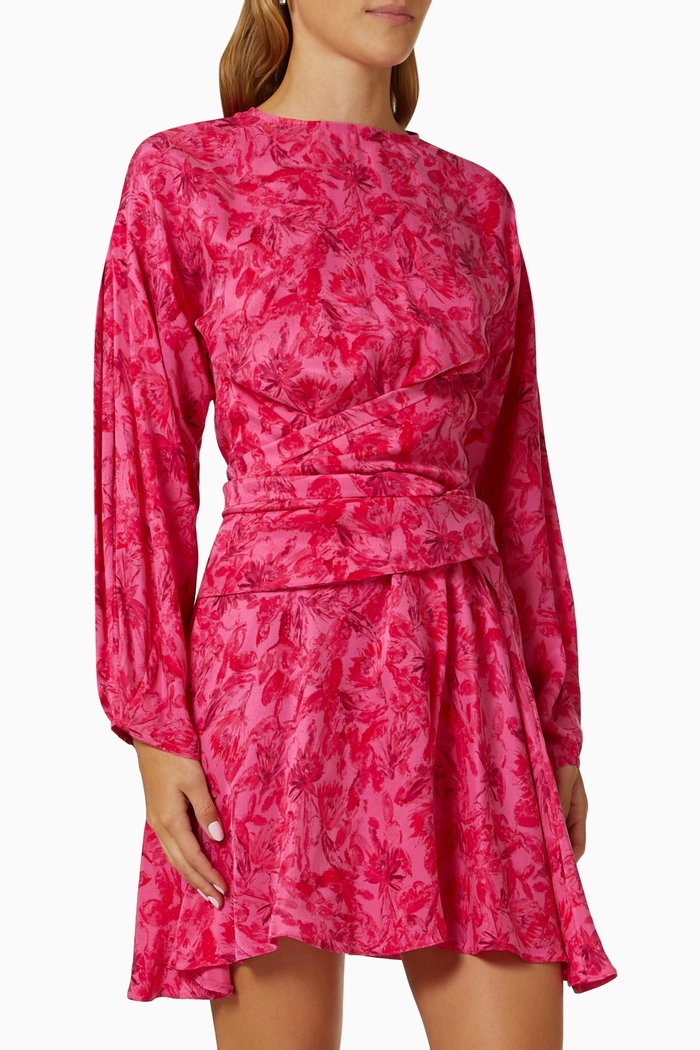 

Printed Mini Dress in Cupro, Pink