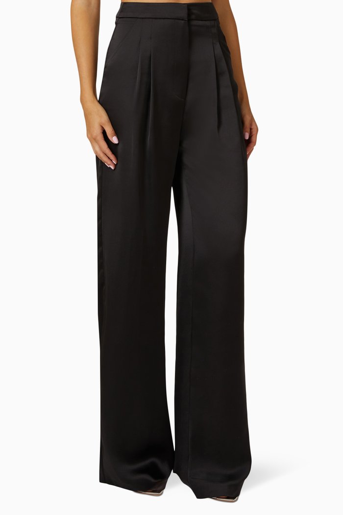 

Wide-leg Pants in Satin, Black