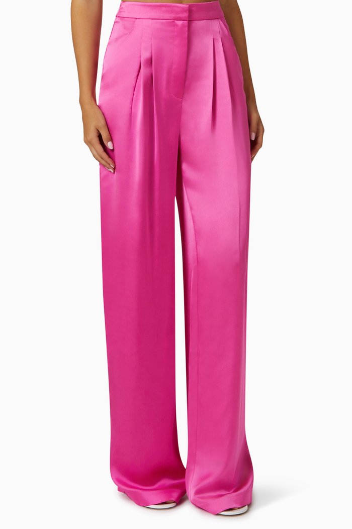 

Wide-leg Pants in Satin, Pink