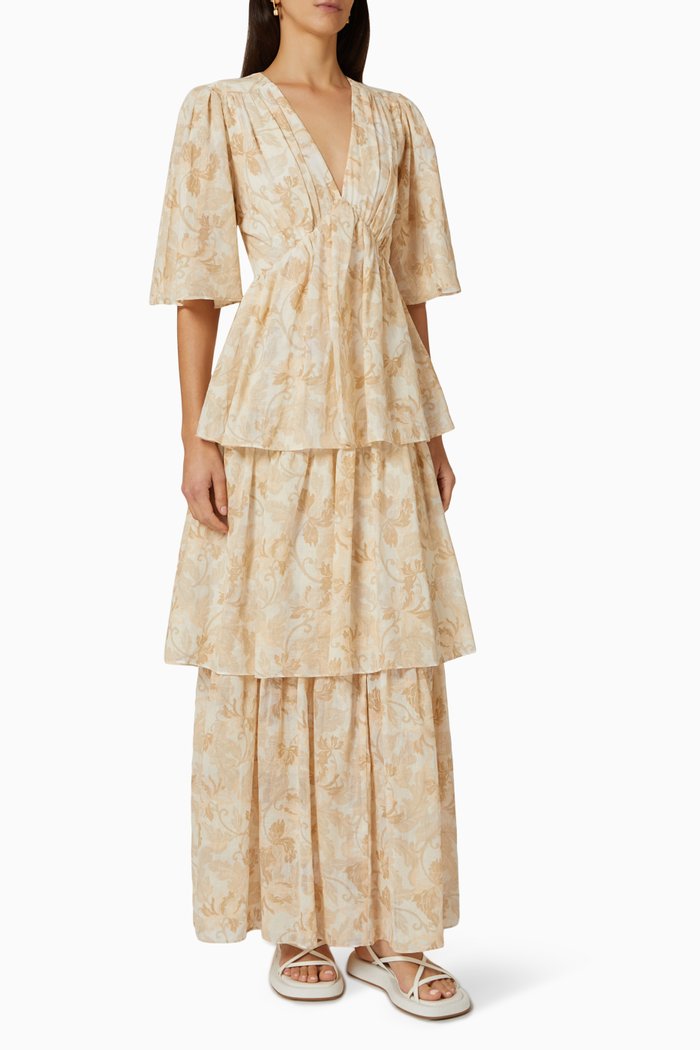 

Scarlett Maxi Dress in Cotton Blend, Neutral