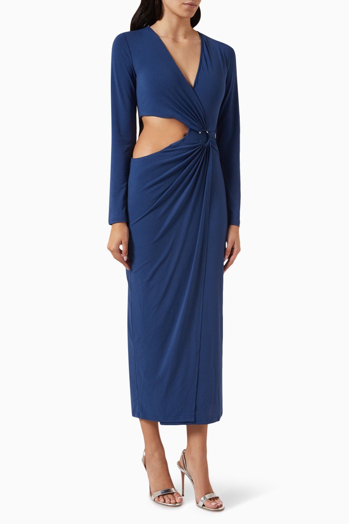 

Audrey Cut-Out Midi Dress in Jersey, Blue