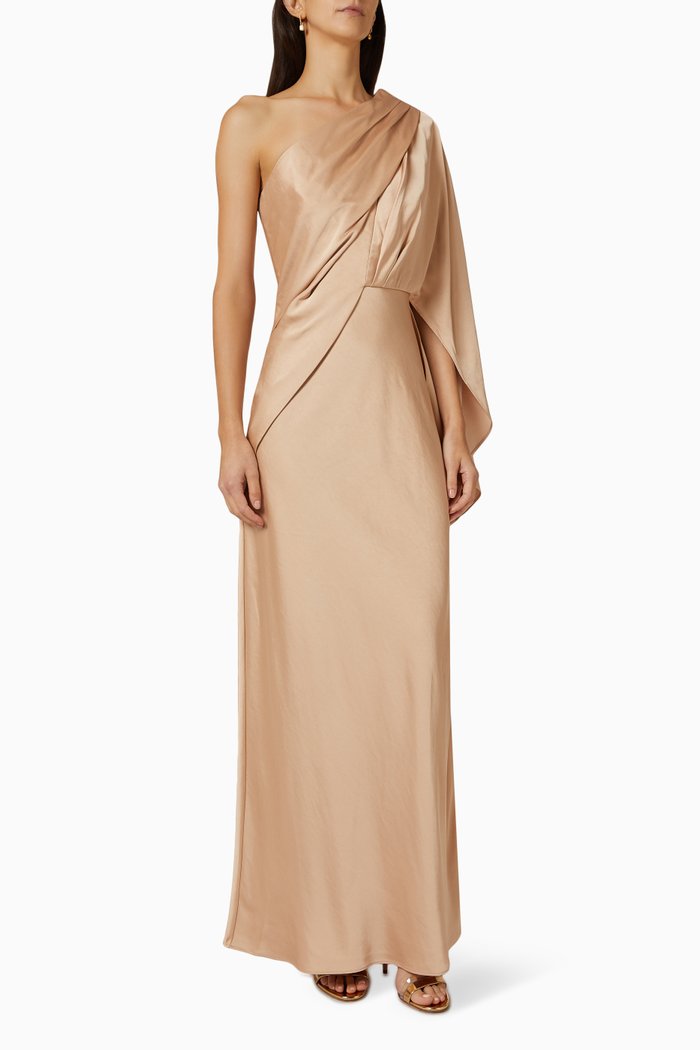 

Kelsie Maxi Dress in Satin, Neutral