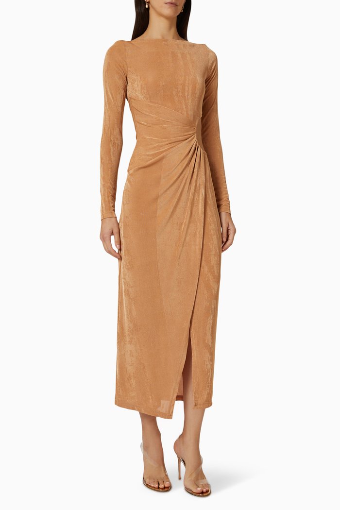 Ivy Midi Dress in Jersey, Brown