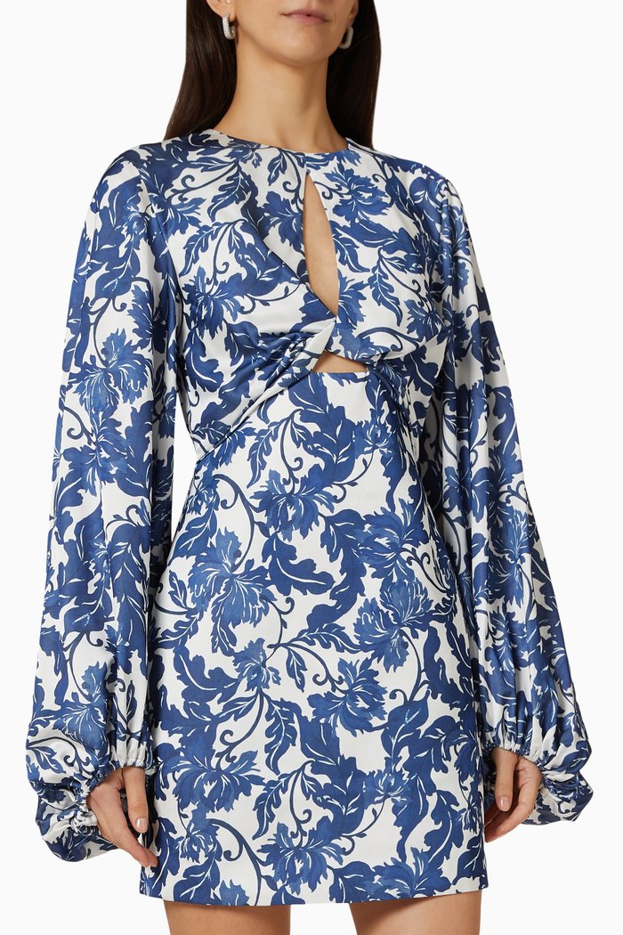 

Holly Mini Dress in Cotton Blend, Blue