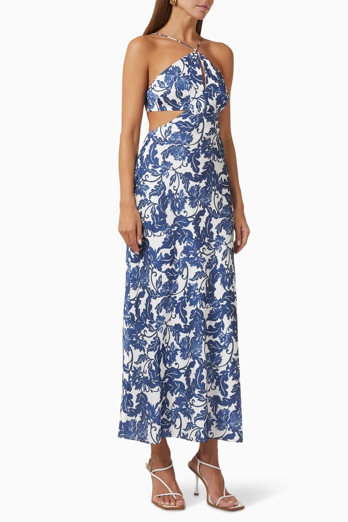

Holly Maxi Dress in Cotton Blend, Blue