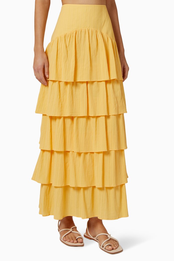 

Arwyn Maxi Skirt in Cotton Blend, Yellow