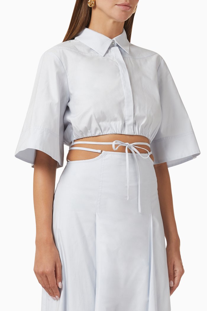 

Addison Cropped Shirt in Cotton, Blue