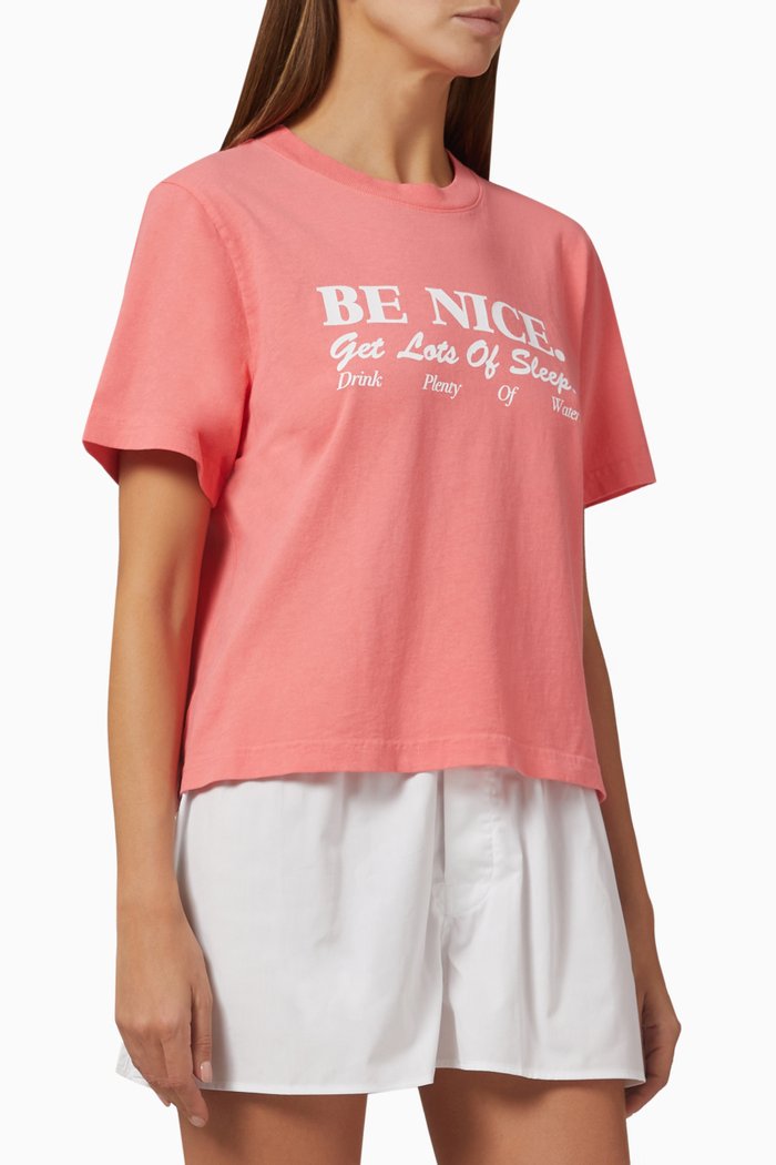 

Be Nice Crop T-shirt in Cotton-jersey, Pink